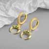 Hoop Earrings Vintage Ethnic Colorful For Women Shiny Crystal Paved Crescent Moon Zirconia Charming Earring Piercing Jewelry