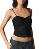 Tank da donna Donne Cropic Camisole Summer Ruched Spaghetti Tops cereno maniche T-shirt per club di streetwear