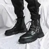 Boots Autumn Winter Högkvalitativ svart motorcyklist Boot Men Fashion Platform Safety Boots Men High-Top Leather Shoes Men Botas HOMBRE 231216