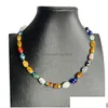 Pendanthalsband Pendanthalsband 1st/Lot Millefiori Glass Lampwork Murano Round Beads Halsband Girls Jewelry Gift 230605 Drop Deli Dh0sh