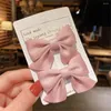 Hair Accessories 2pcs Small Solid Color Silk Bow Hairpin Or 1 Big Wave Point Bowknot Hairclip Women Girls Makeup Washing Face Bangs Ponytail