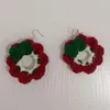 Boucles d'oreilles pendantes de noël rouge vert pour femmes, fil tricoté à la main, Crochet, bijoux de fête de vacances pour filles, cadeau