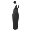 Partykleider Schwarzer Ausschnitt, tiefer V-Ausschnitt, rückenfreies Satin-Corsage-Kleid mit Stretch-Anteil für Damen