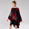 Schals Frühling Herbst Elegante Vintage Schal Für Frauen Mode Jacquard Schlitz Gradienten Cape Schal Weibliche Warme Design Casual Mantel