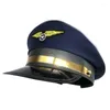 Berets Adjustable Hat With Badge Captain Performance Octagonal Costumes For Men Women Unisex