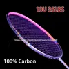 Badminton Rackets 1pcs Lightest 10U Full Carbon Fiber Badminton Rackets Strunkt High Spänning 35 kg G5 13KG Professional Training Racquet med påsar 231216