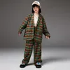 Clothing Sets Casual Children's Hit Color Plaid Blazer Suit For Teen Boy Girl V Neck Oversized Jacket Loose Pants Kids Hip Hop Outfits Clothes 231216