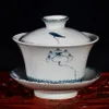 Copri tè in porcellana blu e bianco gaiwan retrò dipinto a mano Ciotola da tè Sancai in ceramica Jingdezhen antica tazza da tè3075