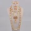 Necklace Earrings Set Fashion White Coral Beads Jewelry Nigerian Wedding Costume African 11-B05