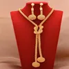 Küpe Kolye 24K Afrika Altın Kaplama Takı Setleri Kadınlar için Boncuk Yüzük Dubai Gelin Hediyeleri Düğün Yakalar Mücevher Setleri