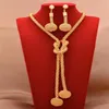 Oorbellen Ketting 24k Afrikaanse Vergulde Sieraden Sets Voor Vrouwen Kraal Ring Dubai Bruidsgeschenken Bruiloft Collares Sieraden Set237Z