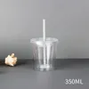 Waterflessen Heldere Tumbler Met Stro Herbruikbare Transparante Dubbellaagse Fles Voor Koffie Melk Diy Smoothie Cup Drinkgerei 231216