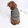 Trajes de gato inverno animal de estimação malha listra xadrez camisola manter quente roupas para cães filhote de cachorro pulôver elástico macio pequeno médio cães roupas