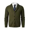 Maglioni da uomo Maglione cardigan con collo a scialle da uomo Maglione slim fit lavorato a maglia a trecce Maglione in lana merino con tasche 231215