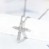 Gold Solid Big Pendant Long Necklace With Lab Grown Diamond Cross Necklace