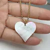 Pendant Necklaces Fashion Stainless Steel Necklace Girl Natural White Sea Shell Love Heart Choker Neck For Women Jewelry Gifts