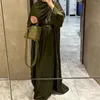 Roupas étnicas 2 peças abaya vestido longo para mulheres ramadan islâmico hijab robe dubai festa turca kaftan outfit conjunto muçulmano (sem lenço)