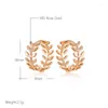 Wbmqda – boucles d'oreilles créoles en forme de feuille brillante pour femmes, couleur or Rose, haute qualité, bijoux fins quotidiens, 585