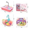 Keukens Food Kids Kitchen Sink Toys Simulatie Elektrische vaatwasser Mini Kitchen Food doen alsof Play House Toy Set Children Role Play Girl Toys 231216