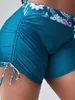 Conjunto feminino esportivo calções de banho senhoras bikini inferior menino shorts fino retalhos magros calções de banho cuecas