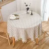 Tovaglia Tovaglia rotonda in lino di cotone con copertura circolare a fiorellino antipolvere in nappa per l'arredamento da tavolo da pranzo della cucina