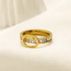 Love diamond ring lady designer band rings fashion letter pattern narrow bague temperament light simple plating gold rings for women good versatile zl098