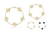 Designer de jóias pulseira moda clássico 4/4 folha trevo charme pulseira 18k ouro ágata concha pérola pulseira dia das mães presente de casamento natal