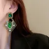 Dingle ljuskrona fyuan vintage stil geometriska droppörhängen för kvinnor gröna kristallsmycken tillbehör 231216