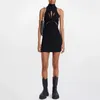 1207 2024 Milan Runway Dress Spring Autumn Crew Neck Sleeveless Black Brand Same Style Womens Dress Fashion High Quality