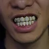 18K Gold Plated Copper Hip Hop Iced Out Vampire Teeth Fang Grillz Dental Mouth Grills Braces Tooth Cap Rock Rapper Jewelry for Cos2835