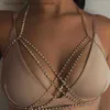 Andra modetillbehör ellolace Shining Rhinestones Chest Cross Bo Chain Boho Multi Layers Bröstkedjan Harness Bo Jewelery Jewelry Crystal Chester231215