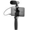Supports Vlogging Kit Support de trépied vidéo pour téléphone portable avec support de chaussure froide Microphone à lumière LED pour enregistrement YouTube Smartphone Vlog Rig