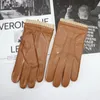 Five Fingers Gloves Men's sheepskin fashionable short colored leather warm driving and cycling touch screen gloves 231215