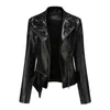 Vestes Femmes Femmes Zipper Cuir Court Veste Rivet Outwear Automne Cool Biker Basic Moto Manteau Minceur Taille