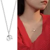 Chains S925 Sterling Silver Pearl Christmas Hat Necklace Cute Small Fresh Design Temperament Clavicle Chain