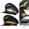 Beretler Havacılık Cap Pilot Tekdüze Şapka İş Uçak Erkekler Askeri Kaptan Cosplay Donanma Partisi Denizciler Performans Unisex