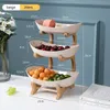 Dishes Plates Table Dinnerware Kitchen Fruit Bowl with Floors Partitioned Candy Cake Trays Wooden Tableware 231216