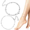 Pendant Necklaces 2 Pcs Female Anklet Jewelry Lady Ladies Summer Jewlery Anklets Women Love Double Layer Heart Adjustable
