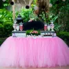 Jupe de table Jupe de table en tulle blanc pour mariage romantique Anniversaire Baby Shower Party Favors Rose Tutu Table Plinthe Maison Banquet Décoration 231216