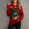 Kvinnors tröjor Fashionabla jultröja för kvinnor Crewneck Knit Family Matching Outfits Loose Pullover Knitwear Perfect Party 231215