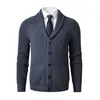 Maglioni da uomo Maglione cardigan con collo a scialle da uomo Maglione slim fit lavorato a maglia a trecce Maglione in lana merino con tasche 231215