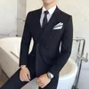 Garnitury męskie (spodnie kamizelki Blazer) Beige 3 sztuki podwójne sukienki Kurtki Notch Slim Fit Casual Tuxedos Wedding Tailreat