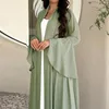 Ethnische Kleidung Muslim Abaya Derss Frauen Hornhülse Satin Marokko Partykleid Kaftan Abend Lange Robe Vestidos Abayas Ramadan