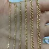 Hot Selling AU750 Real Solid Pure Roll Figaro Gold Necklace Chain Jycken Partihandel Bulkkedjor efter mätare
