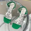 Sandales femmes strass mode brillant papillon Transparent talons hauts bout ouvert Sandalias chaussures 2024