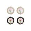Stud Earrings Korean Style Tulip Flower Shell For Women Girls Round Jewelry Gift Y2K Accessories