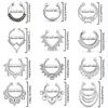 Набор серег-ожерелья, 12 шт., искусственная полоса для перегородки носа, блестящий кубический циркон, искусственное неперфорированное кольцо, зажим-крючок