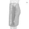 Юбки-шорты Женский блестящий комплект с серебряными пайетками, сверкающий комплект с высокой талией, обернутый вокруг бедер, на коленях, мини-пенал, униформа для коктейльного клуба для вечеринок 231215