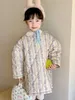 Зимняя куртка с хлопковой подкладкой в цветочную полоску для девочек, новая детская винтажная куртка с хлопковой подкладкой, детская куртка с хлопковой подкладкой