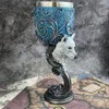 Tazze Drago Santo Graal Coppa da vino in acciaio inossidabileCreativa scultura tridimensionale 3D Medievale Coppia retrò Coppa in resina Rossa